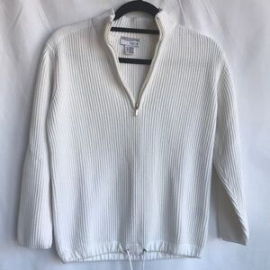 Heine high-quality quarter-zip white sweater